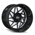 Cali Off-Road Gemini GLOSS BLACK MILLED 22x12 ET-51 6X139.7 CB106.1