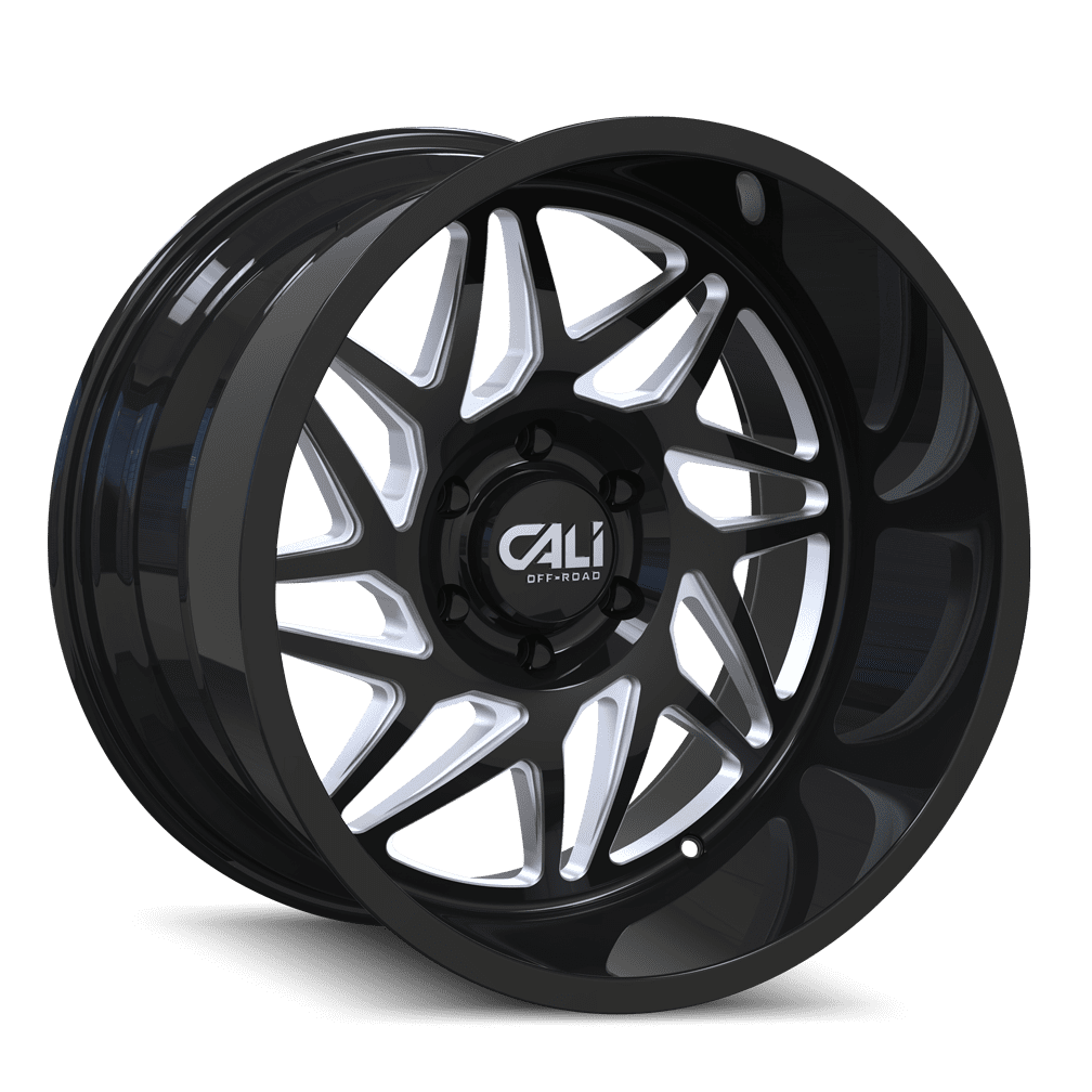 Cali Off-Road Gemini GLOSS BLACK MILLED 22x12 ET-51 6X139.7 CB106.1