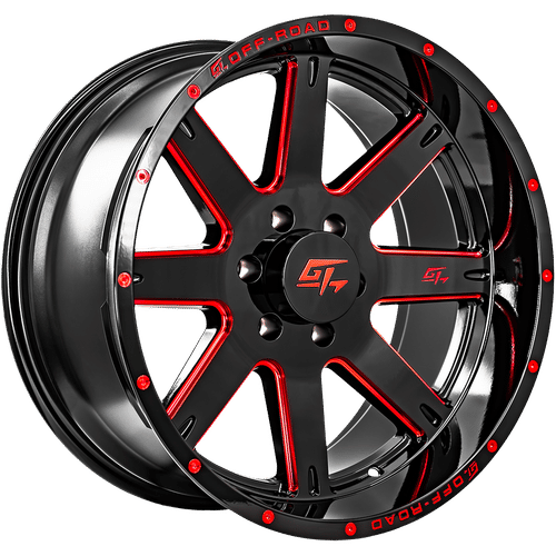 INVASION 20x9 6x135 12 Gloss Black Milled Red