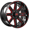 INVASION 20x10 6x135 -18 Gloss Black Milled Red