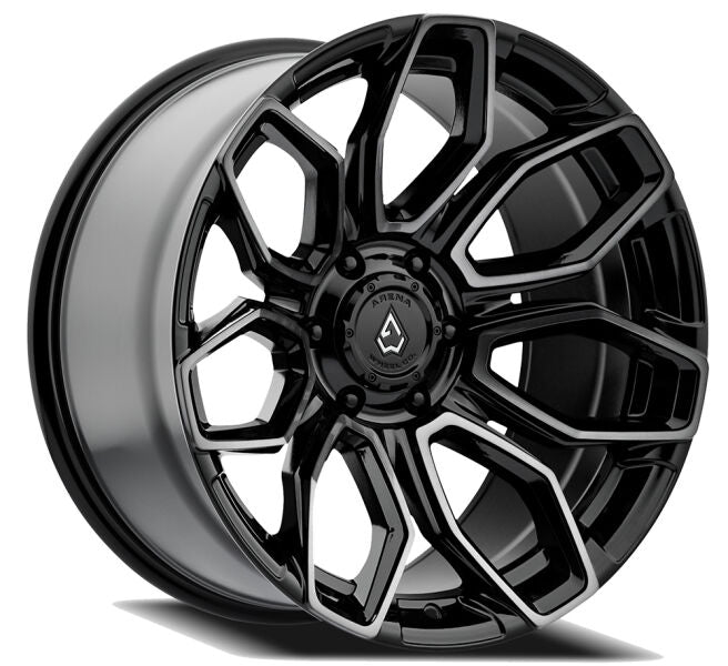 20x10 5x127 ET-18 CB71.5 ARENA COBRA GLOSS BLACK MACHINED FACE