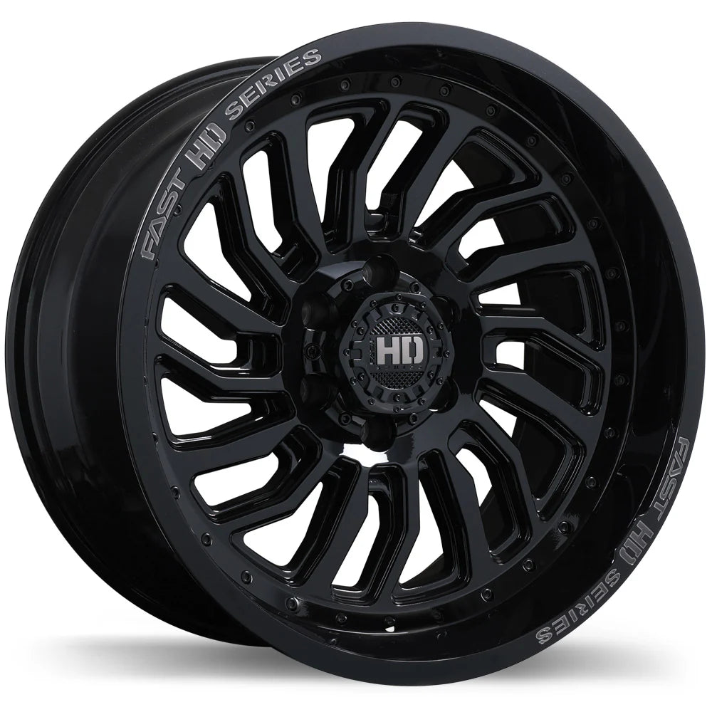 Fast HD D-STRUCT Gloss Black with Grey Milling 20x10 -15 6x135mm 87.1mm