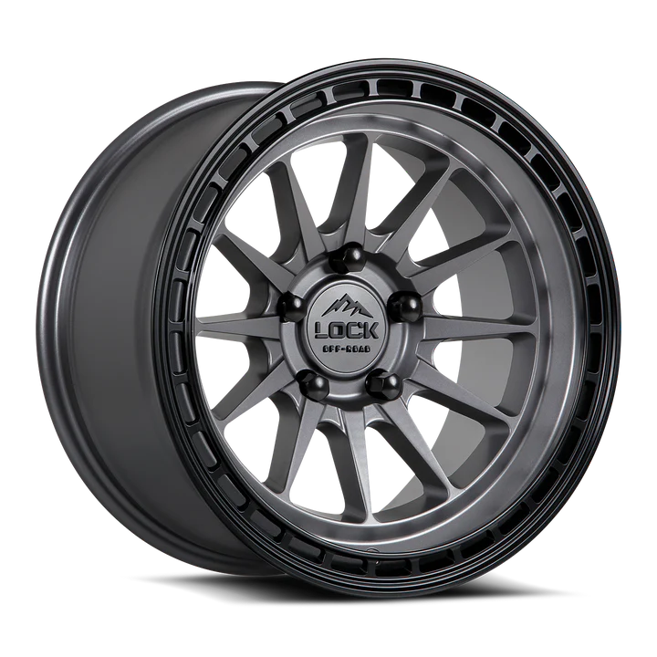 LOCK Baja 17x9 6x139.7 +0mm Matte Grey W/ Matte Black Ring