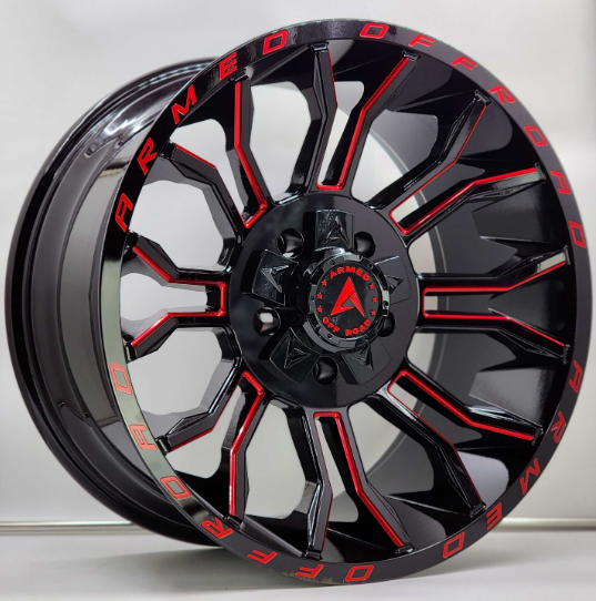 HAVOC 20X10 5X127/5X139.7 ET:+0 GLOSS BLACK RED MILLED CB:78.1