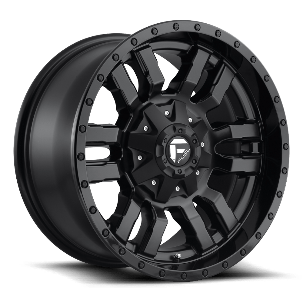 FUEL SLEDGE  MATTE BLACK GLOSS BLACK LIP  17x9     -12      106.1  6X135/6X139.7