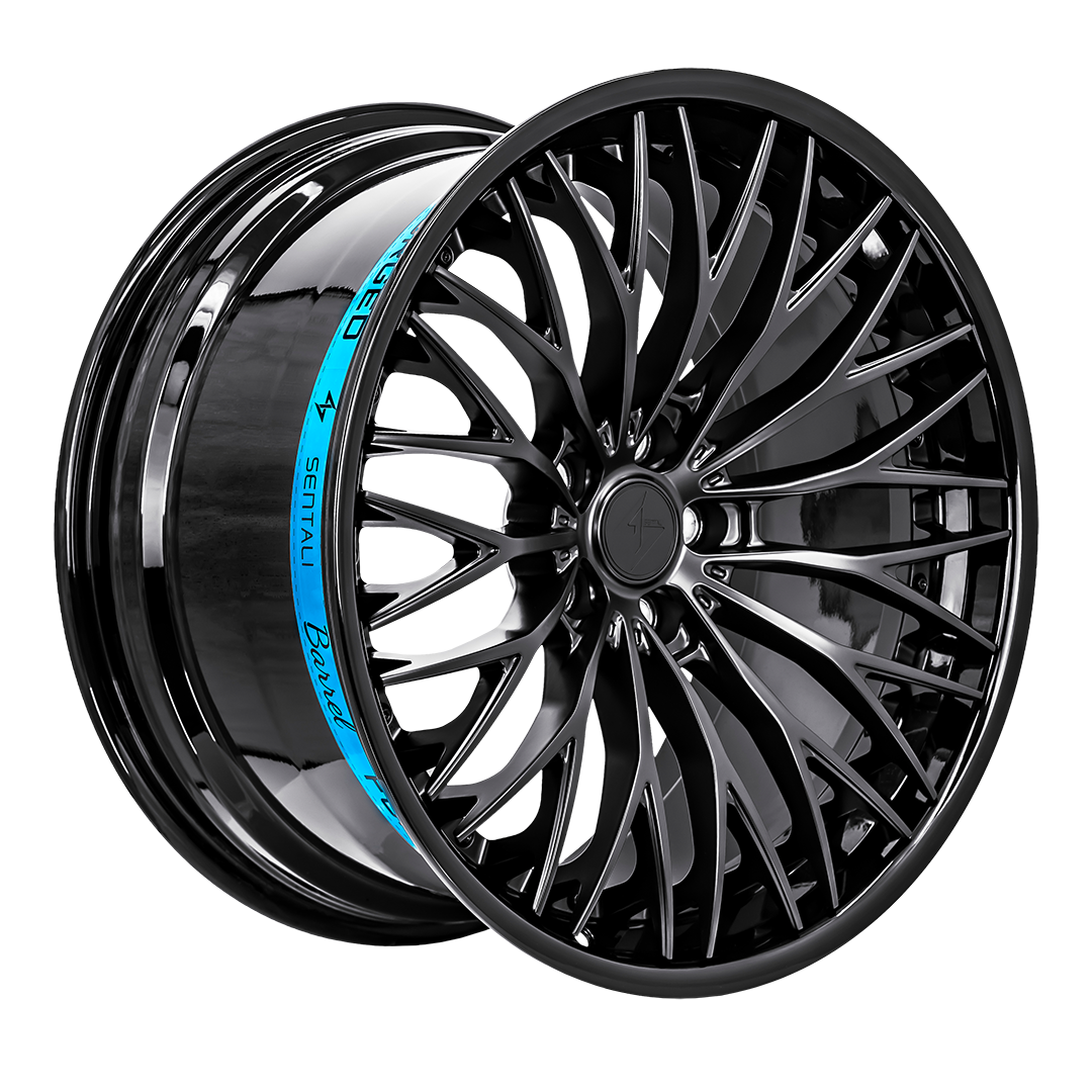 Sentali Barrel Forged SB1 19x9.5 5x112 +38 Gloss Black Lip / Matte Black Centre