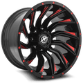 XF OFFROAD XF-224 20x10 8x165.1/8x170  -12 Gloss Black Red Milled