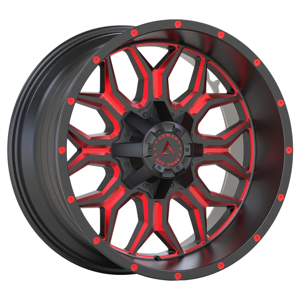 INFANTRY 20X10 6X135/6X139.7 ET:24 GLOSS BLACK RED MILLED CB:108.1