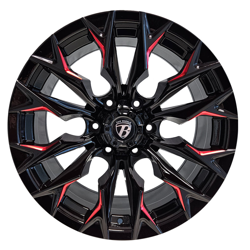 Bad Boy Wheels BBW22718x9 6x135 offset 0 cb 87.1 Black & Red