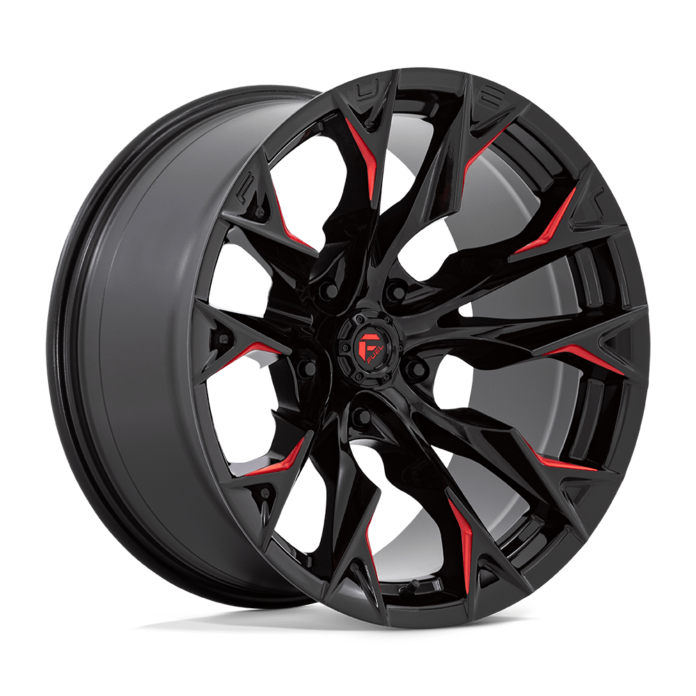 FUEL FLAME  GLOSS BLACK MILLED WITH CANDY RED  20x10     -18      106.1  Conical