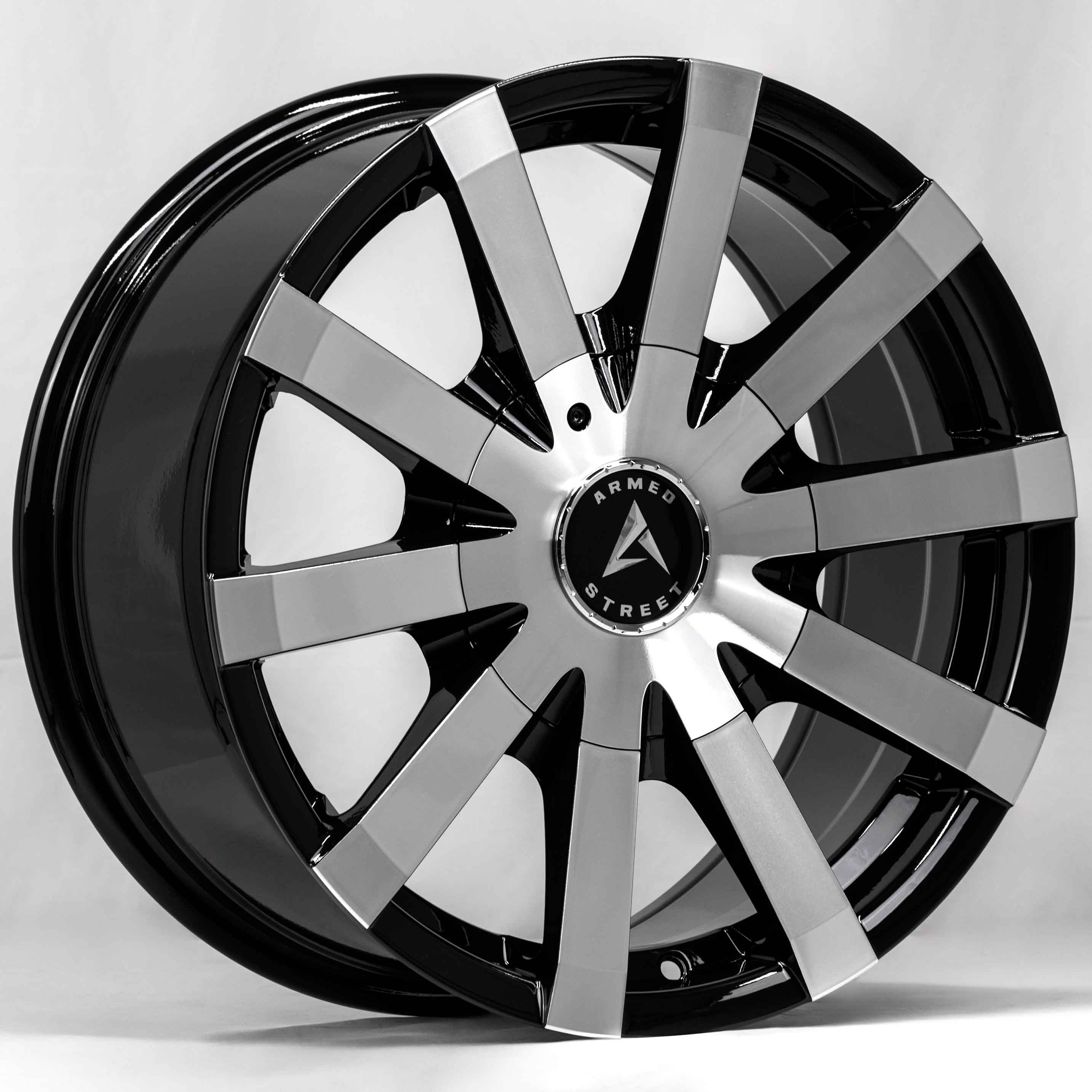 Armed Street OUTLAW 17x8 5x112|5x114.3|5x120 35 GLOSS BLACK MACHINED FACE