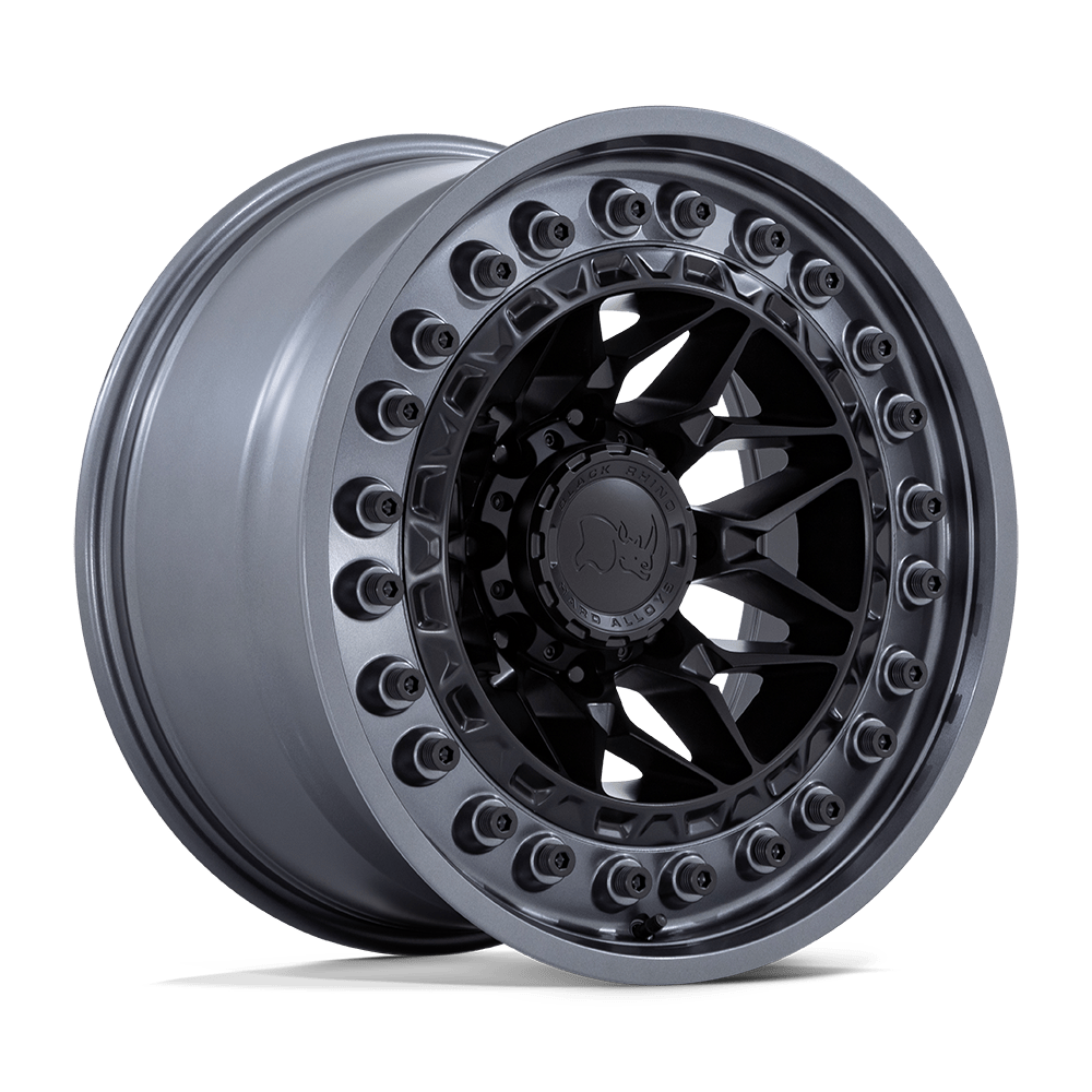 BLACK RHINO ALPHA  MATTE BLACK WITH GUNMETAL LIP  17x9     +0      71,5  Conical