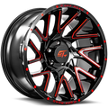GT OFF-ROAD Aggression 20x10 5x127 -18 Gloss Black Milled Red