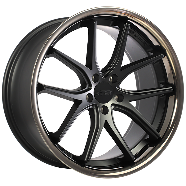 VANQUISH Noir satin - Rebord inox noir 20x9.0  5x112  Offset: 35  Hub: 66.6