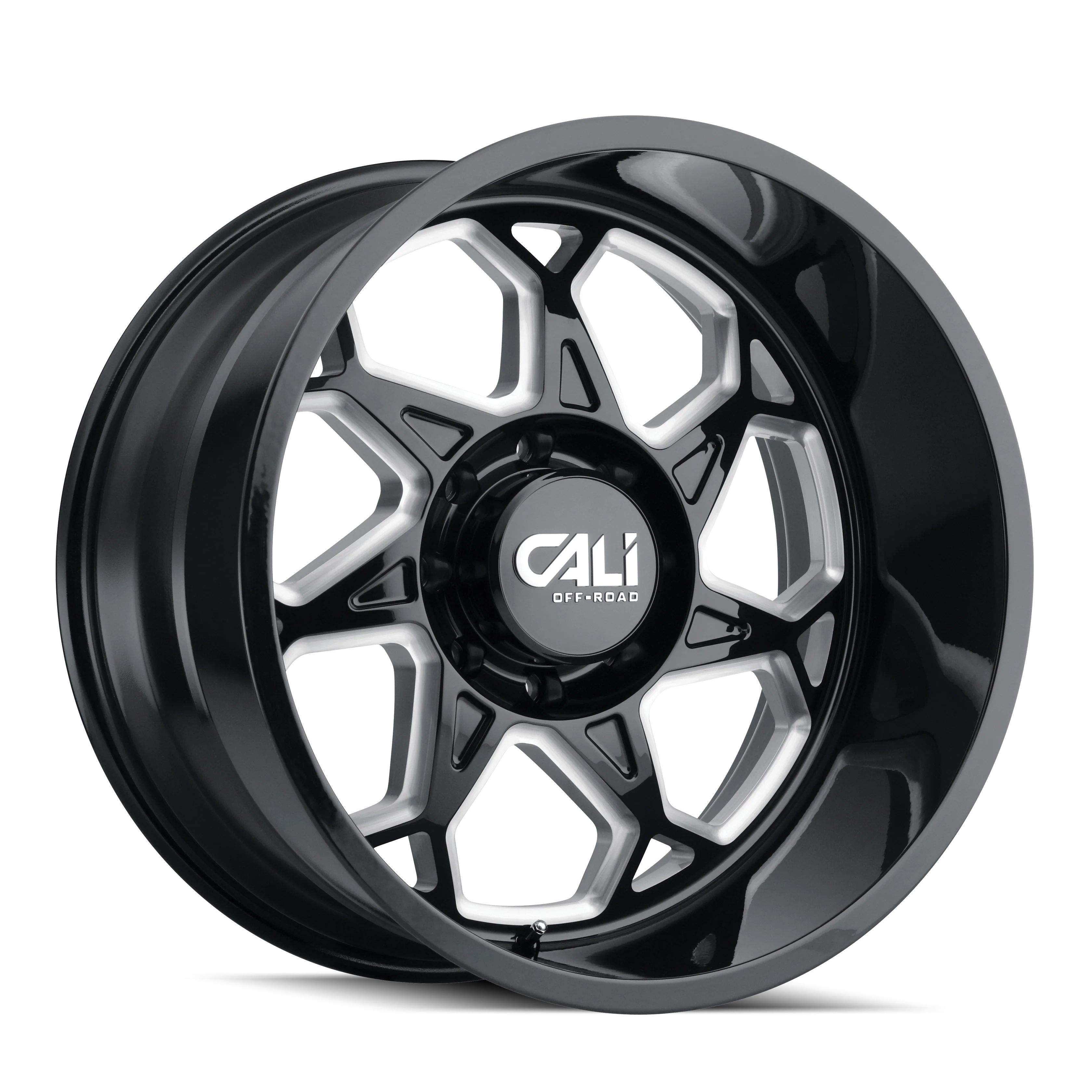 Cali Off-road SEVENFOLD Gloss black milled 20x10 -25 5x127mm 78.1mm