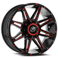 XF OFFROAD XF-220 20x10 6x135/6x139.7 -12 Gloss Black Red Milling