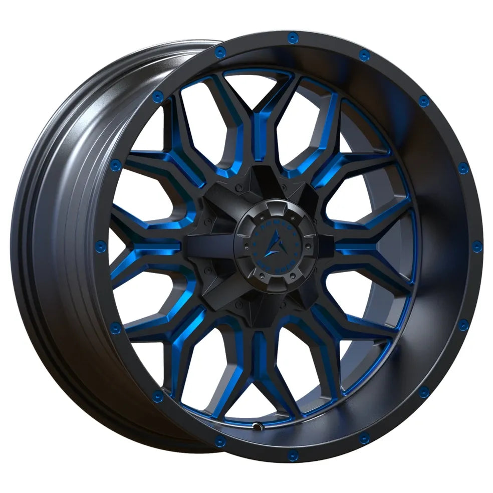 INFANTRY 20X12 6X135/6X139.7 ET:-44 GLOSS BLACK MILLED BLUE