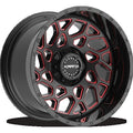 20x9 6x135/139.7 0/108 KranK Alloy Wheels Ambush, Gloss Black Red Milled