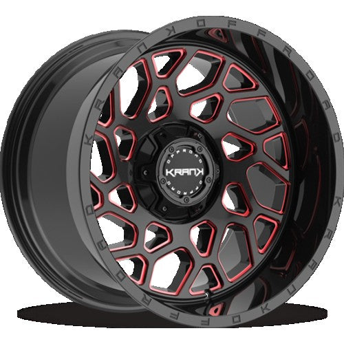 20x9 6x135/139.7 0/108 KranK Alloy Wheels Ambush, Gloss Black Red Milled
