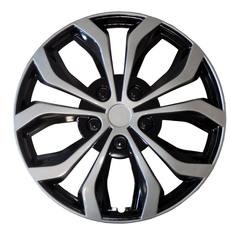 Ensemble de 4 enjoliveurs 15" noir et argent JH138