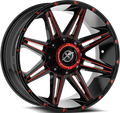 XF OFFROAD XF-220 22x10 8x180/8x165 -24 Black Milled Red