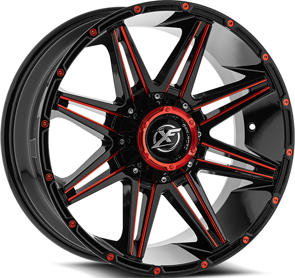XF OFFROAD XF-220 22x10 8x170/8x6.5 -24 Black Milled Red