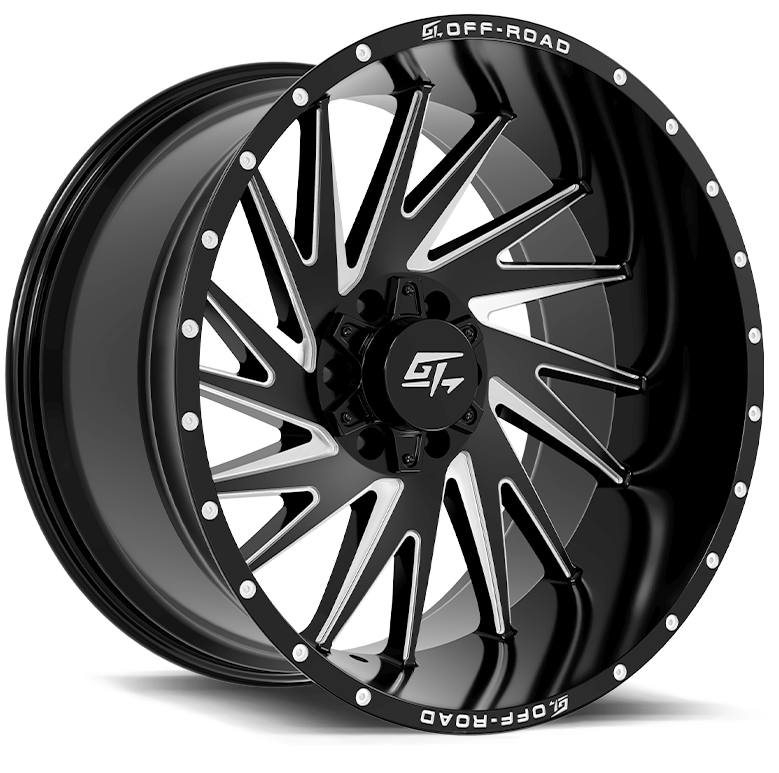 GT OFF-ROAD Tomahawk 24x12 5x127 / 5x139.7 -44 Gloss Black Milled