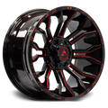Armed Offroad HAVOC 24x12 8x165.1  8x180 -44 GLOSS BLACK MILLED + RED