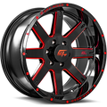 GT OFF-ROAD Invasion 20x10 6x139.7 -18 Gloss Black Milled Red