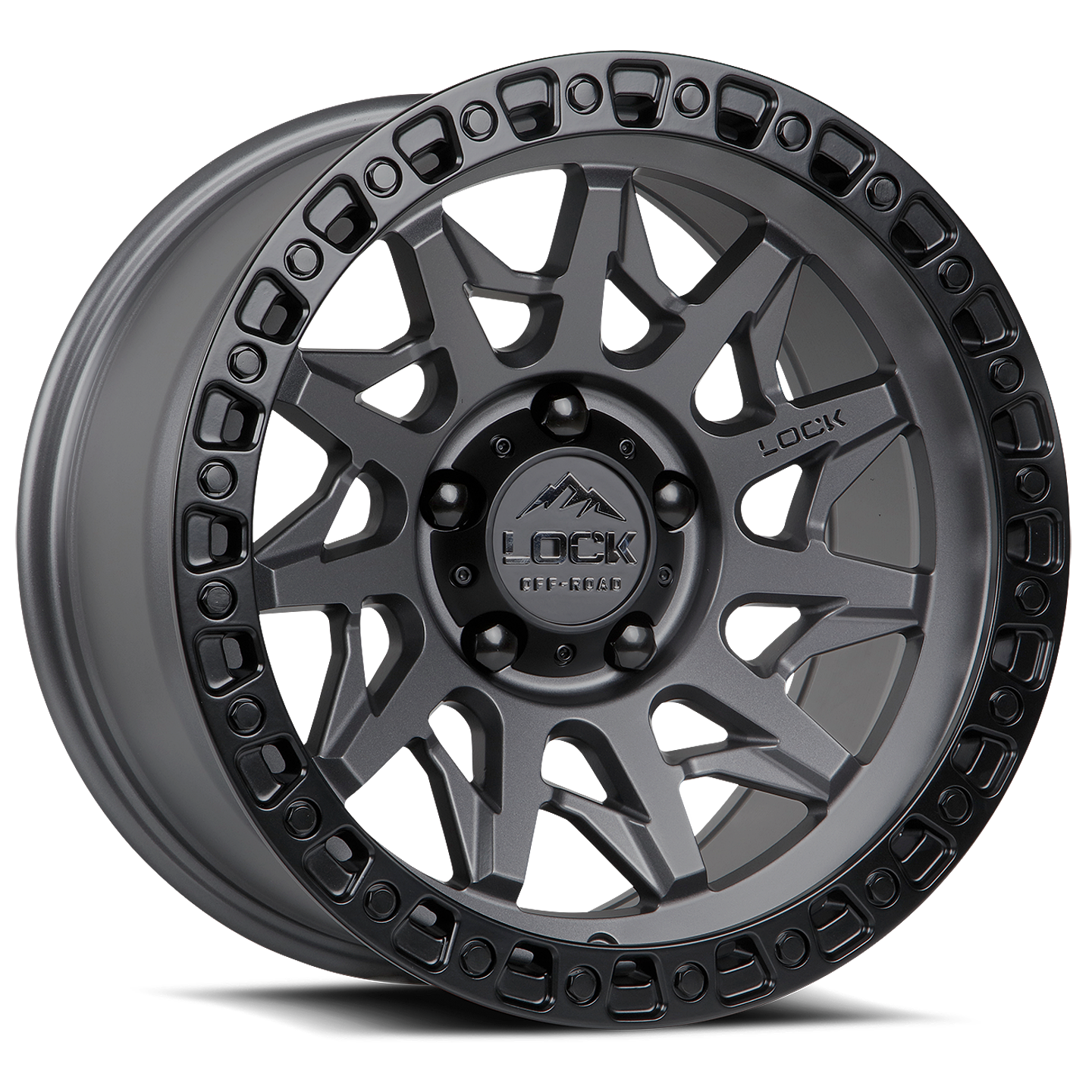 LOCK Lunatic 20x9 6x139.7 +0mm Matte Grey W/ Matte Black Ring