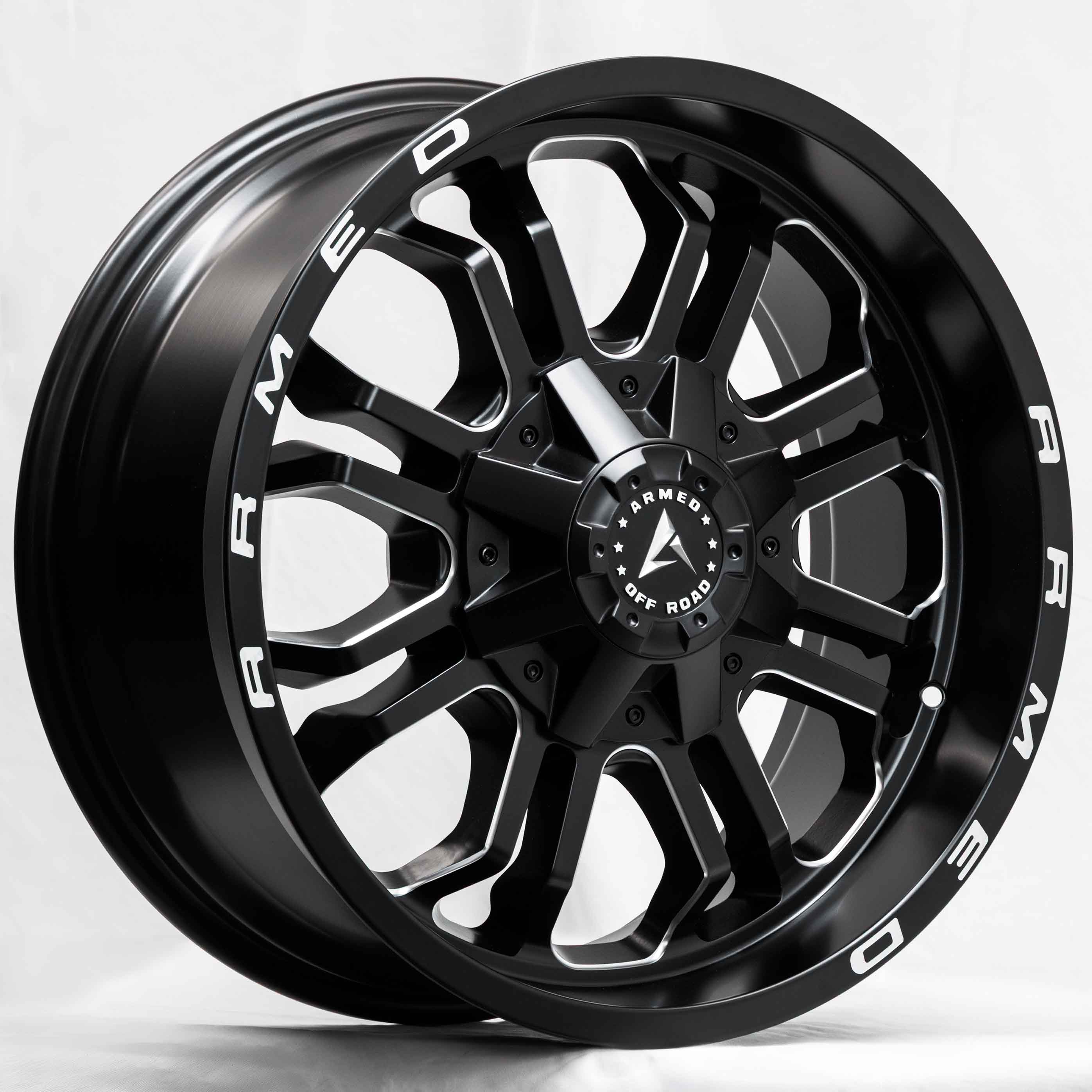 Armed Offroad Cannon 20x9 5x127 5x139.7 +18 SATIN BLACK MILLED HOLES