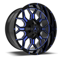 INFANTRY 20X12 5X127/5X139.7 ET:-44 NOIR BRILLANT BLEU FRAISÉ 78.1