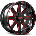 GT OFF-ROAD Invasion 20x9 6x135 +12 Gloss Black Milled Red