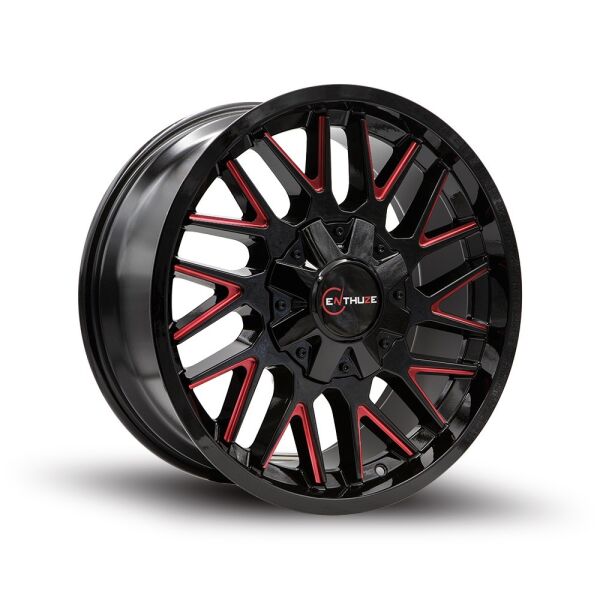 Enthuze Revolver 18x9 6x135 / 6x139.7 offset +18 cb106.1 Gloss Black & Red