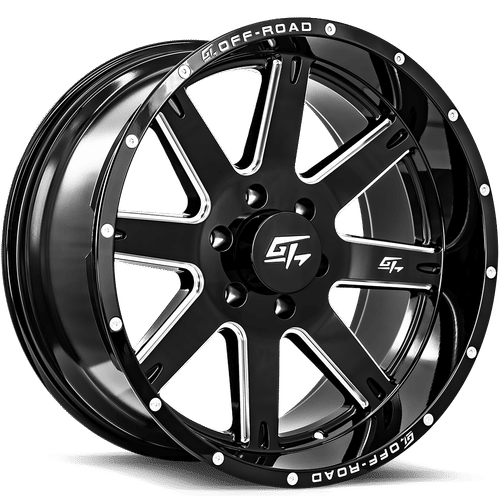INVASION 22x12 5x139.7 -44 Gloss Black Milled