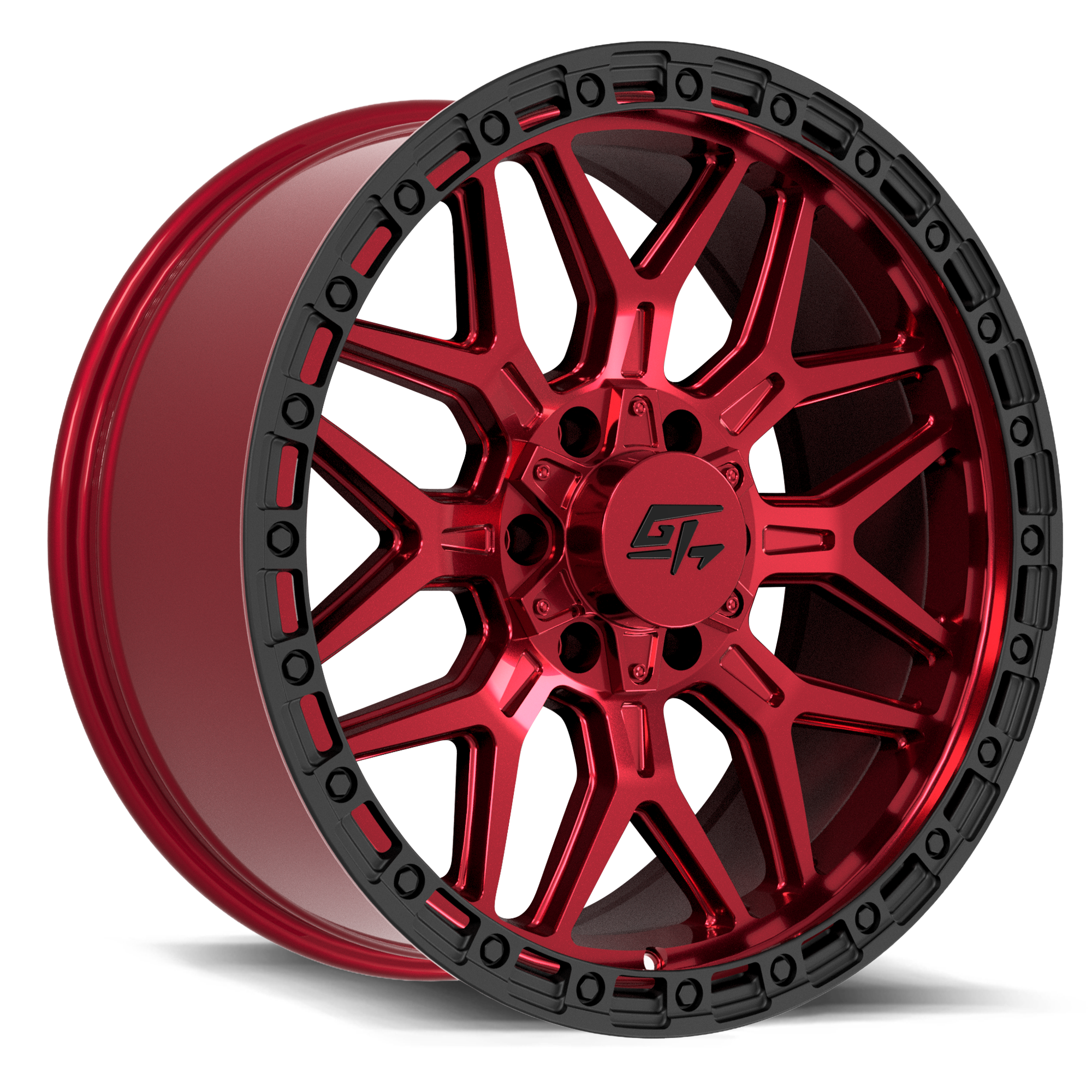 Revolt 17x9 6x135 / 6x139.7 +12 Red Anodized with Black Ring