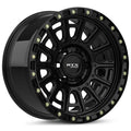 RTX Striker 17x8.5 6x139.7 offset 10 cb 106.1 Gloss Black Milled Rivet