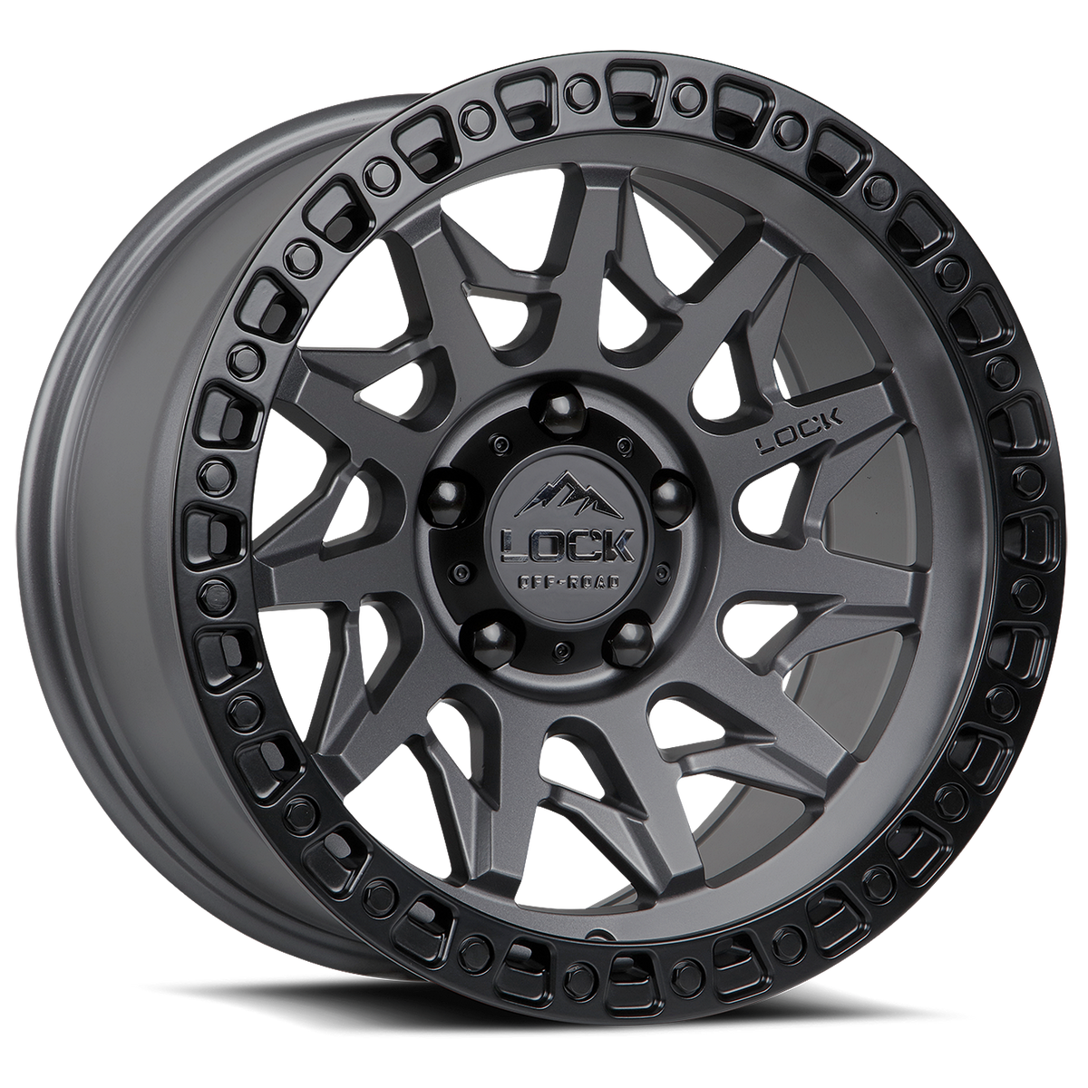 Lock Off-Road Lunatic Matte Grey W/ Matte Black Ring 20x9 ET0 6x139.7