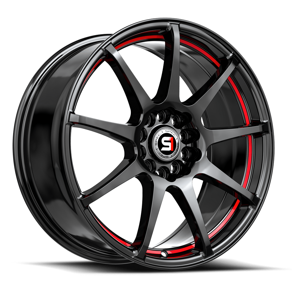 SPEC-1 RACING SP-67 17x7 5x100/5x114.3 42 Gloss Black / Red Line