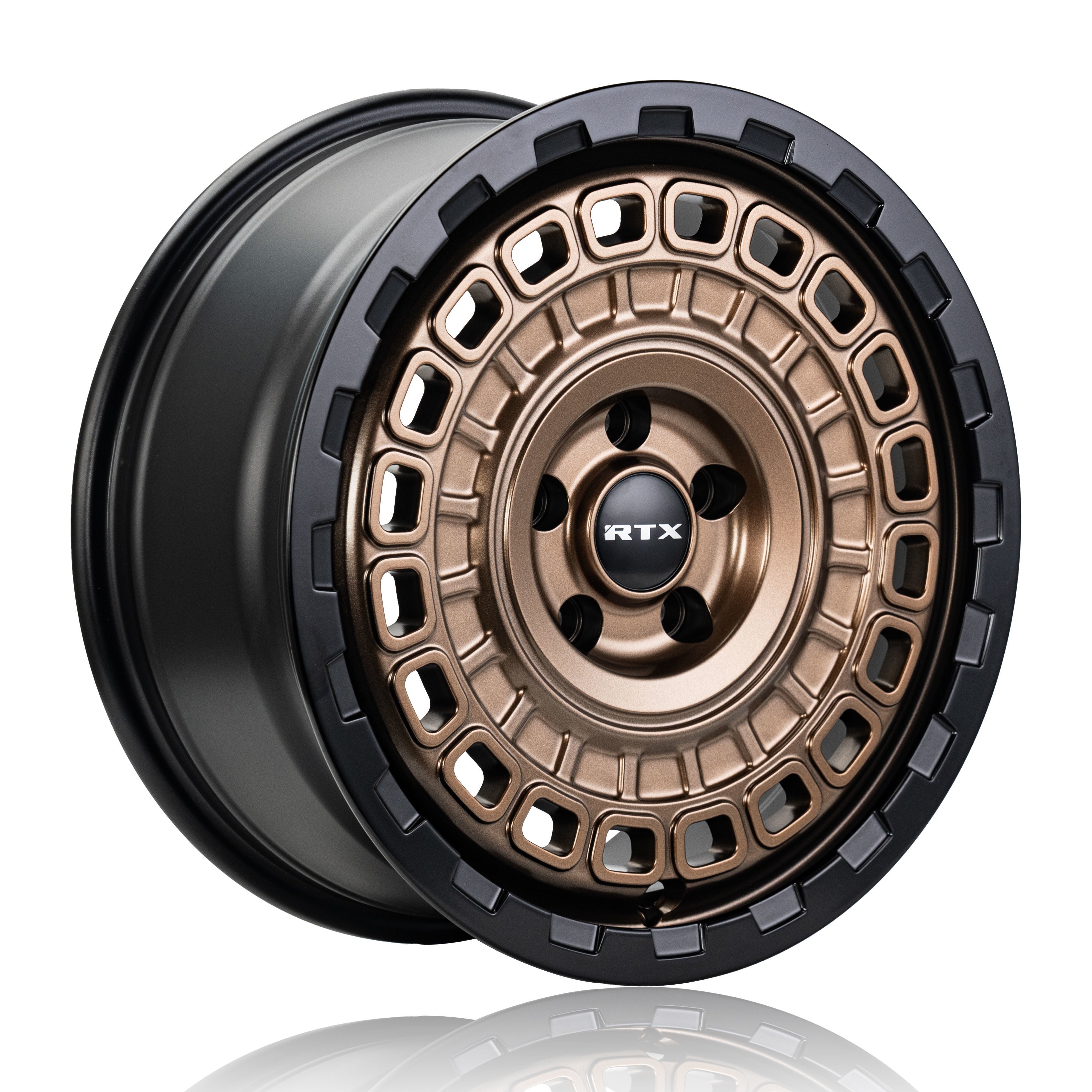 RTX Overland 17x7.5 5x114.3 Offset 35 CB 67.1 Satin Bronze Black Lip