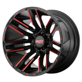 Moto Metal MO978 Razor Satin Black Mach w/ Red Tint 20x10 ET-24 5x127 CB78.1