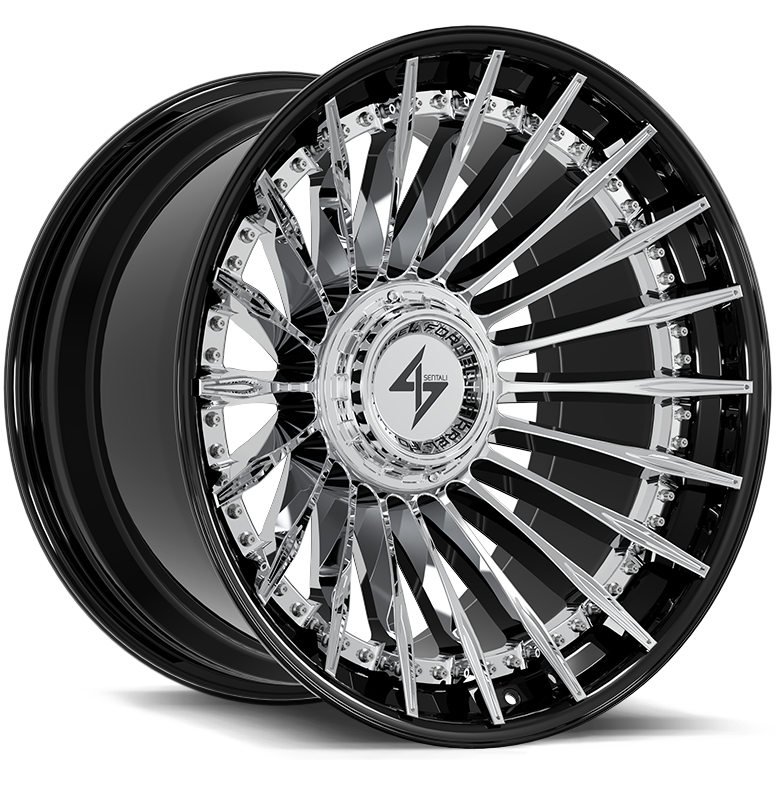 SENTALI BFX BFX1 22x12 5x127/5x139.7 -44 Gloss Black Lip / Chrome Centre