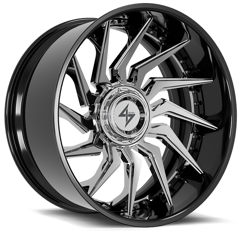 SENTALI BFX BFX4 24x14 8x165.1/8x170 -76 Gloss Black Lip / Chrome Centre