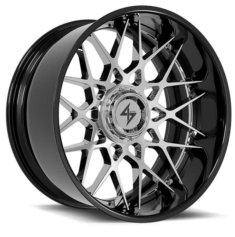 SENTALI BFX BFX5 24x12 8x165.1/8x170 -44 Gloss Black Lip / Chrome Centre